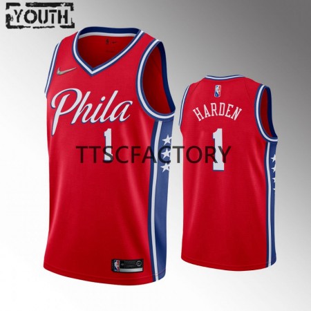 Maillot Basket Philadelphia 76ers James Harden 1 Nike 2022 Statement Edition Rouge Swingman - Enfant